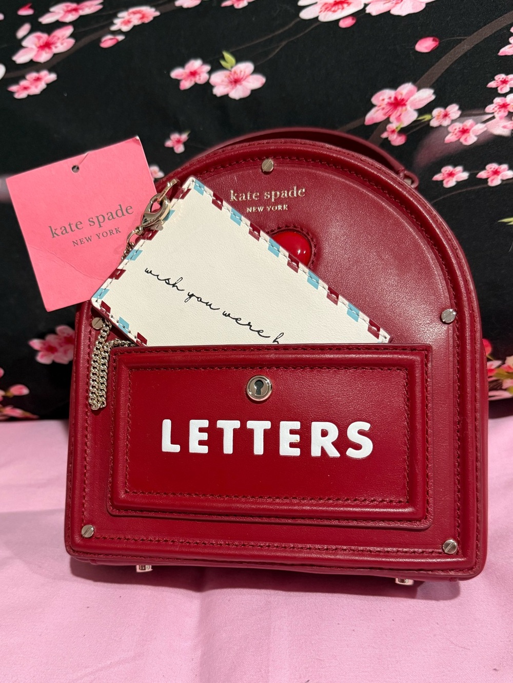 kate spade red 'LETTERS' Mini Postal Crossbody Bag